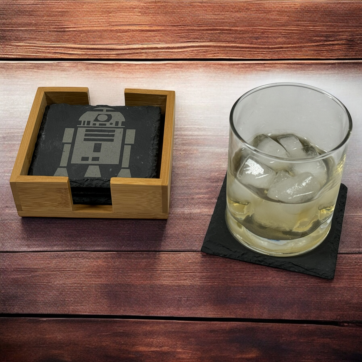 Slate Coasters with Wood Holder | Star Wars Inspired