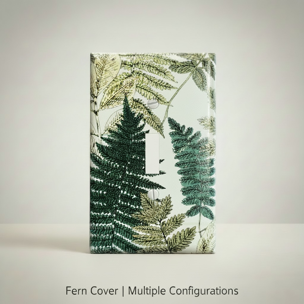Fern Garden Botanical Light Switch Plate Cover | UV Printed Nature Design | All Styles Available