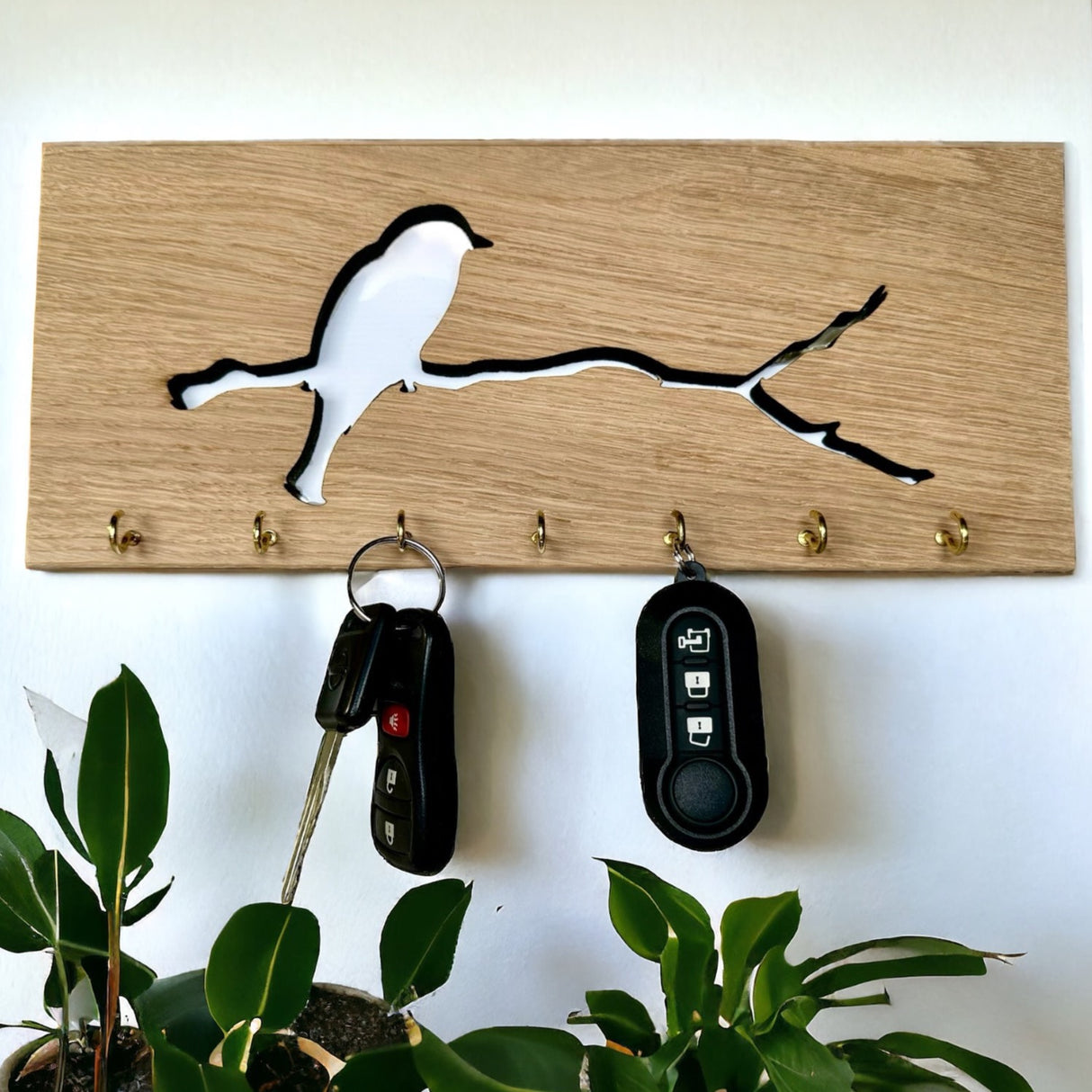 Oak Key Holder with Laser Cut Designs