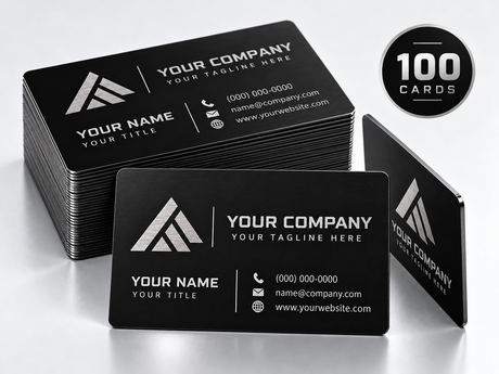 Custom Matte Black Metal Business Cards | Stainless Steel 0.8mm Core