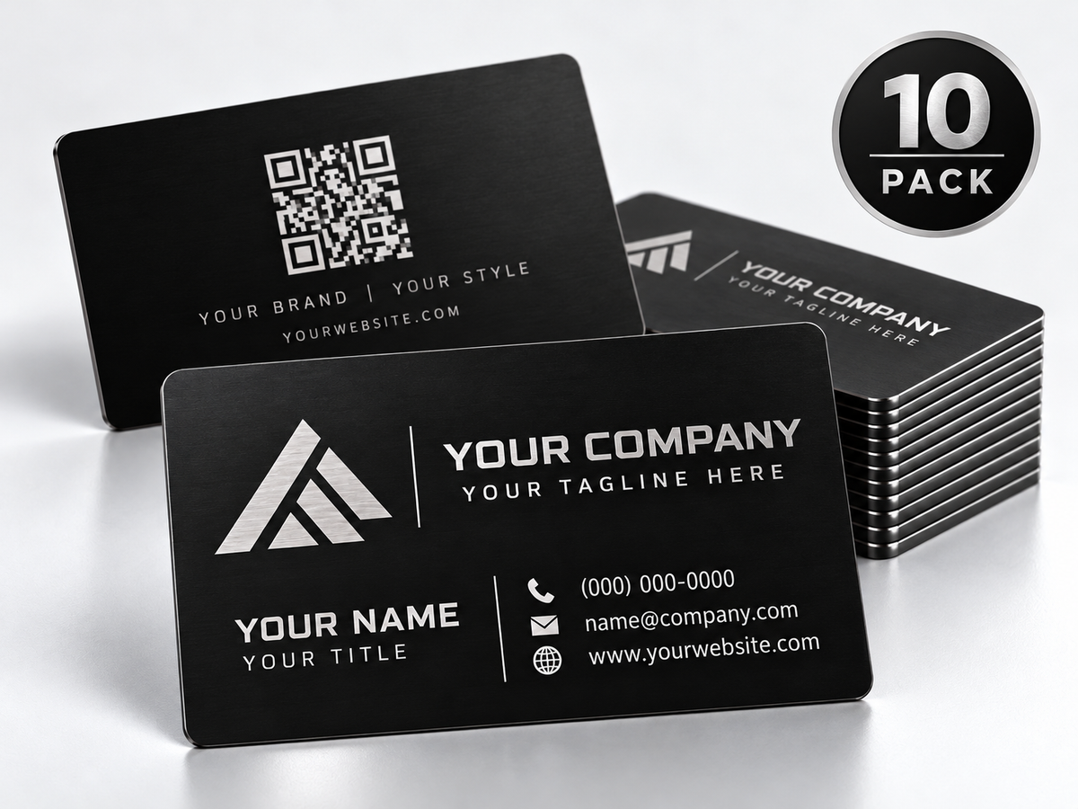 Custom Matte Black Metal Business Cards | Stainless Steel 0.8mm Core
