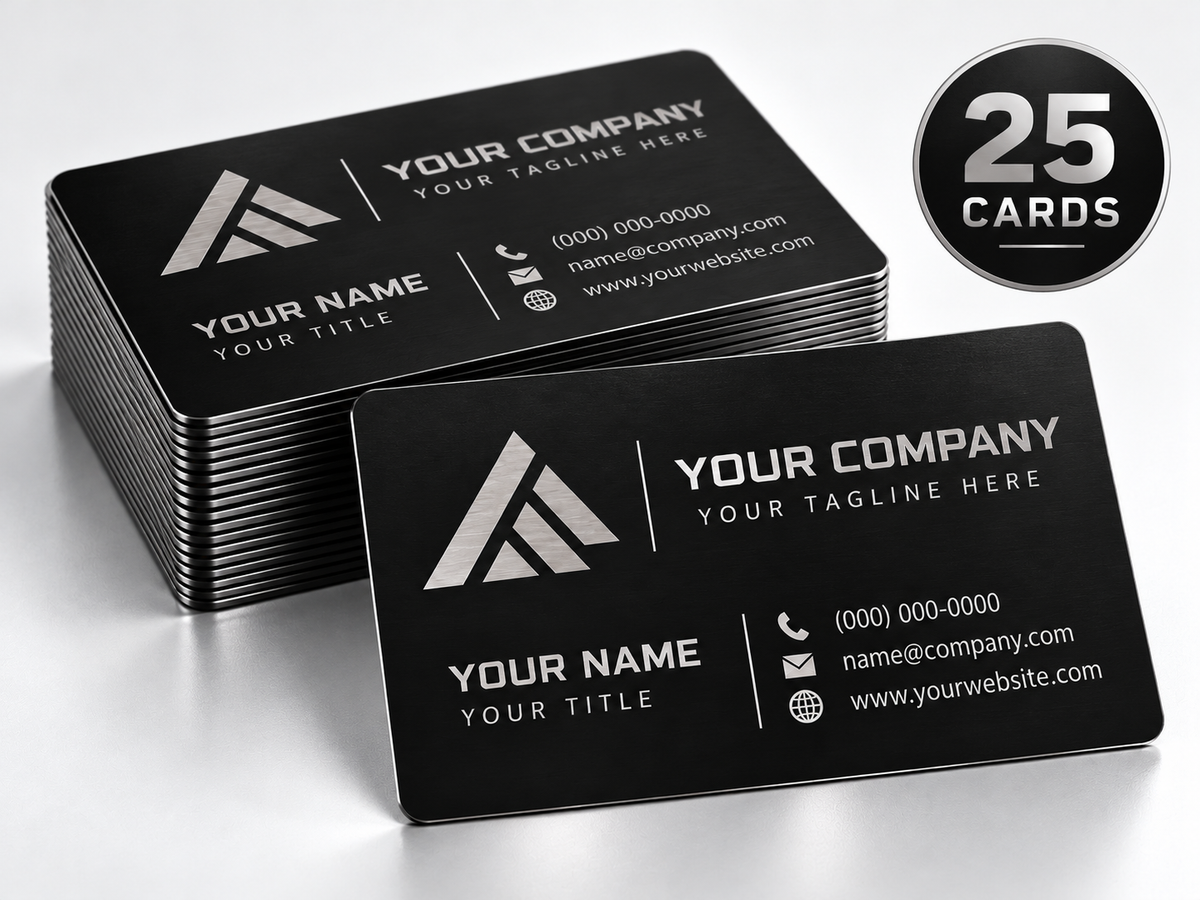 Custom Matte Black Metal Business Cards | Stainless Steel 0.8mm Core
