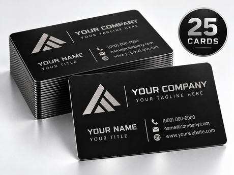 Custom Matte Black Metal Business Cards | Stainless Steel 0.8mm Core