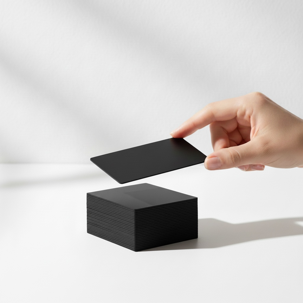 Stainless Steel / Matt Black UV Ready Metal Cards | 88×64×0.8mm (Blanks)