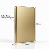 Solid Brass Engraving Blank | 88 × 64 × 5mm | Preorder