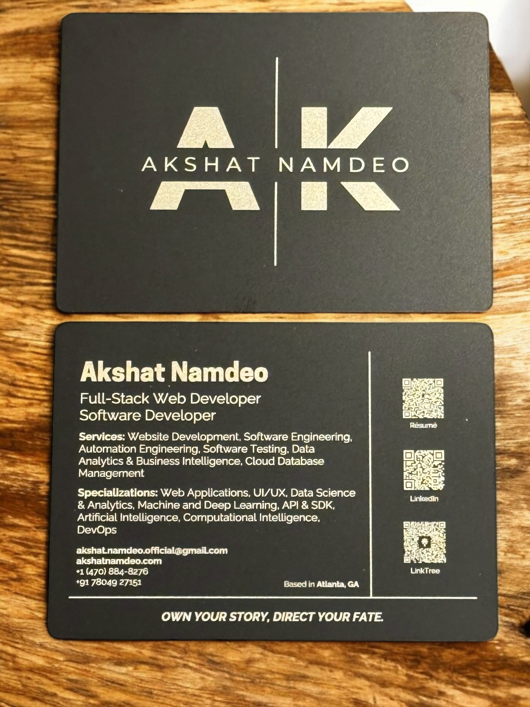 Metal R sum Card Thick Black SS - BusinessCardM 