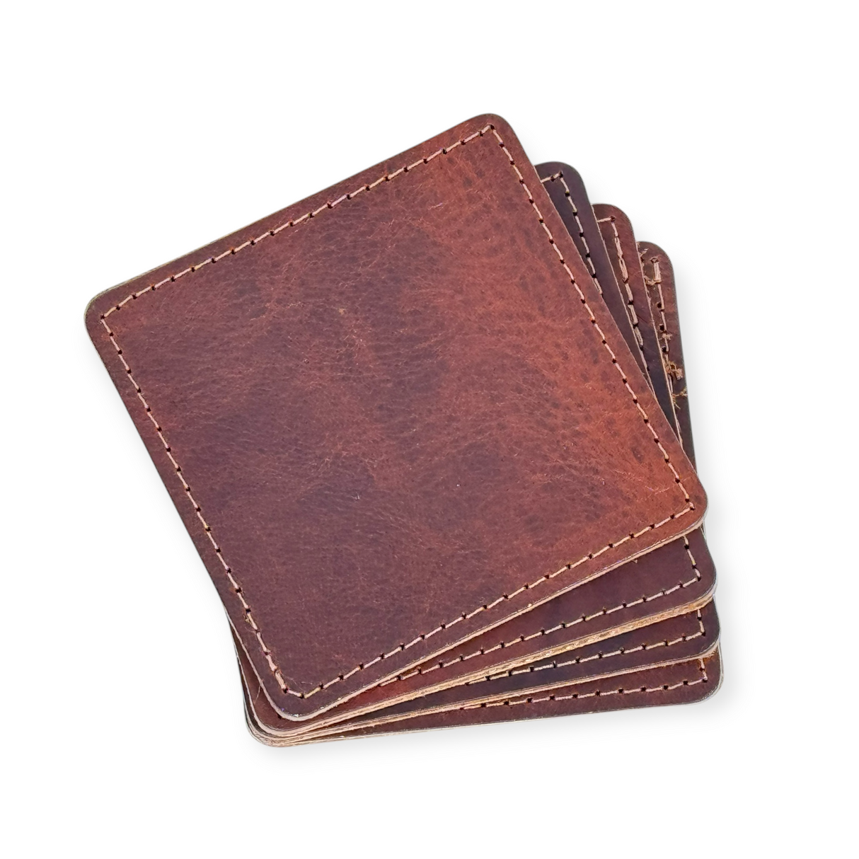 Top Grain Leather Coaster Set | Square