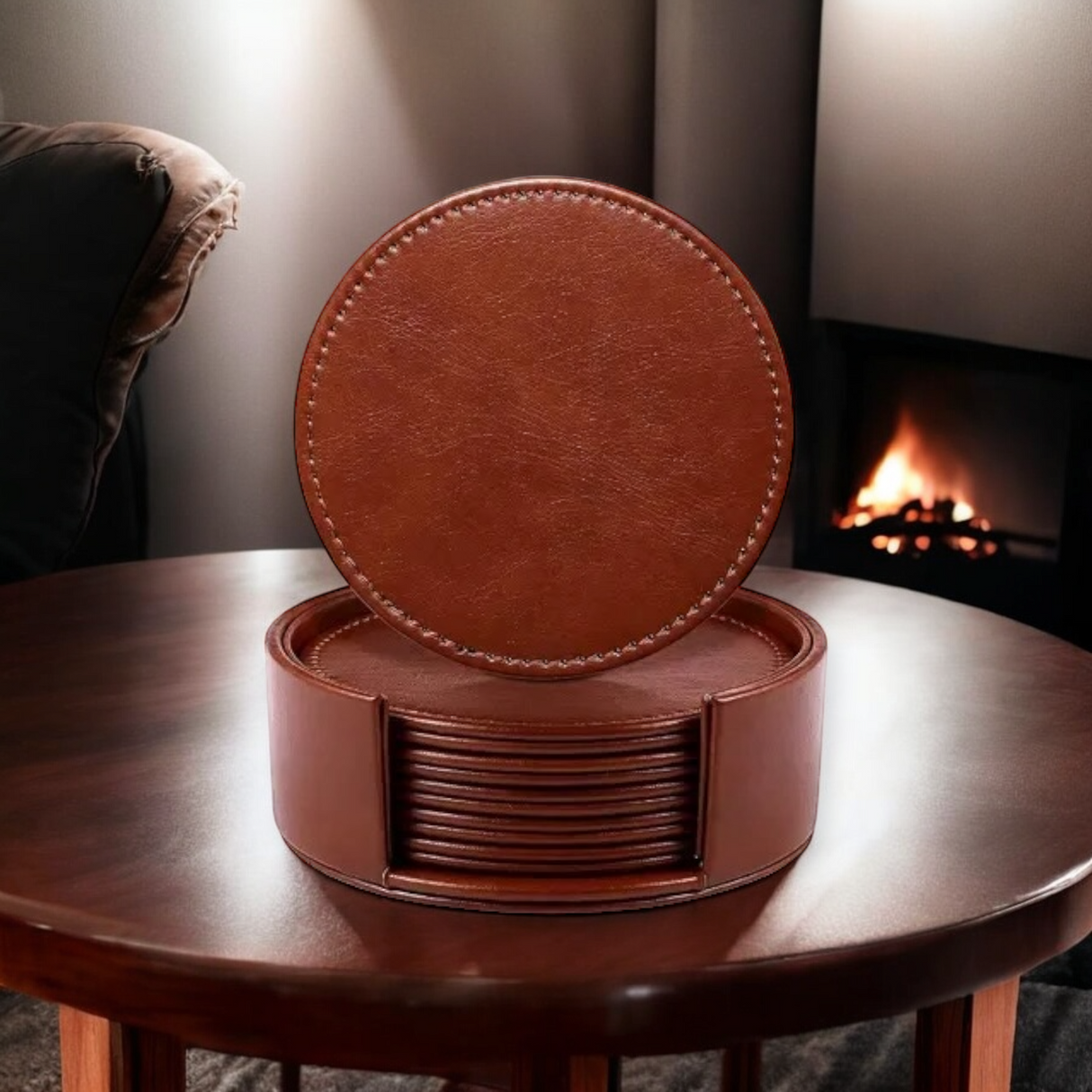 Round Coasters | Genuine Leather