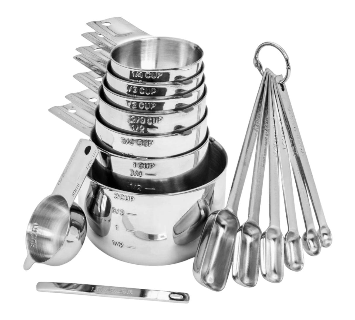 Personalized Measuring Cups and Spoons Premium Set - Stainless Steel