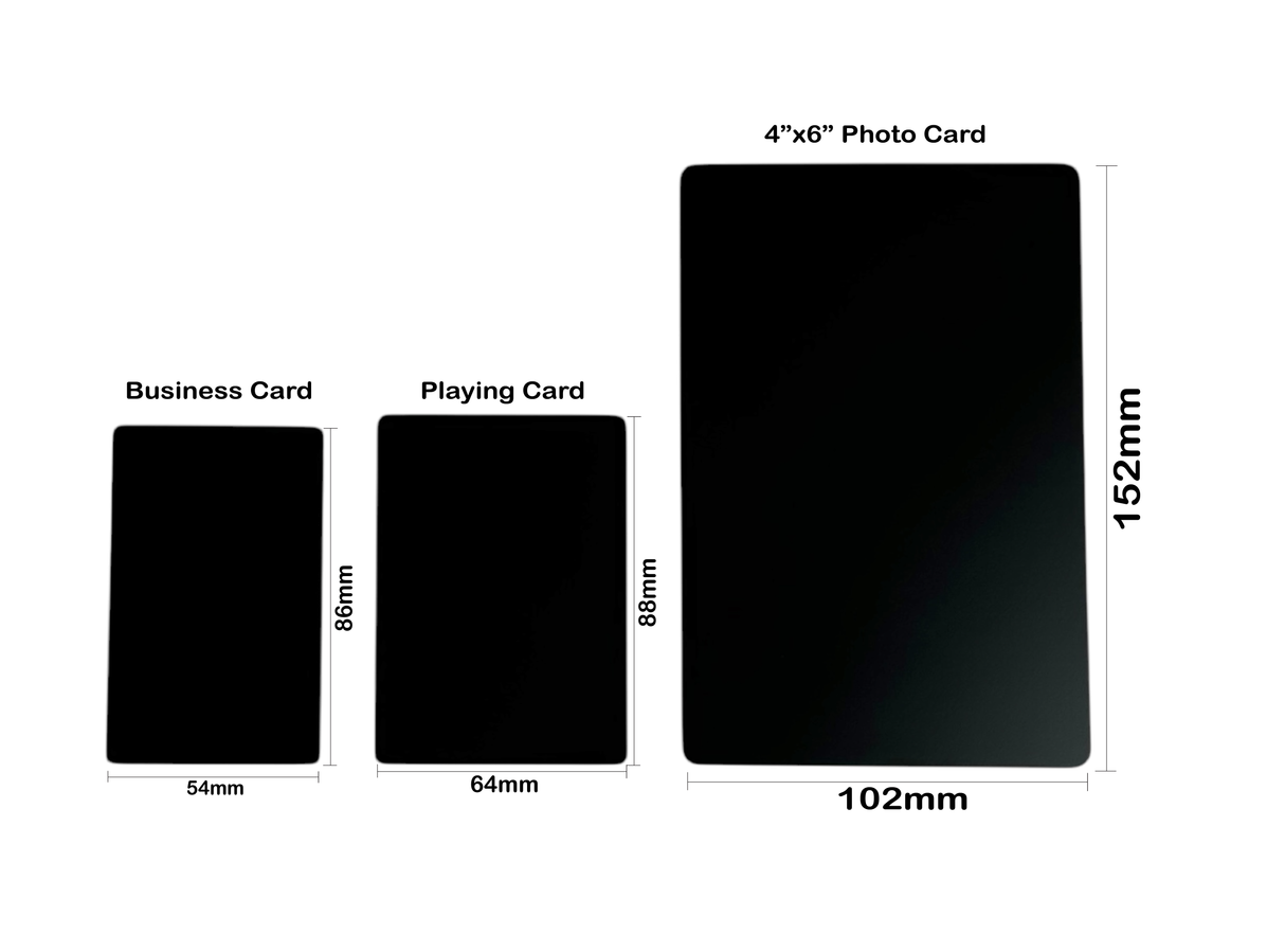 Black Stainless Steel Player Cards | Metal Blanks 88mm x 64mm